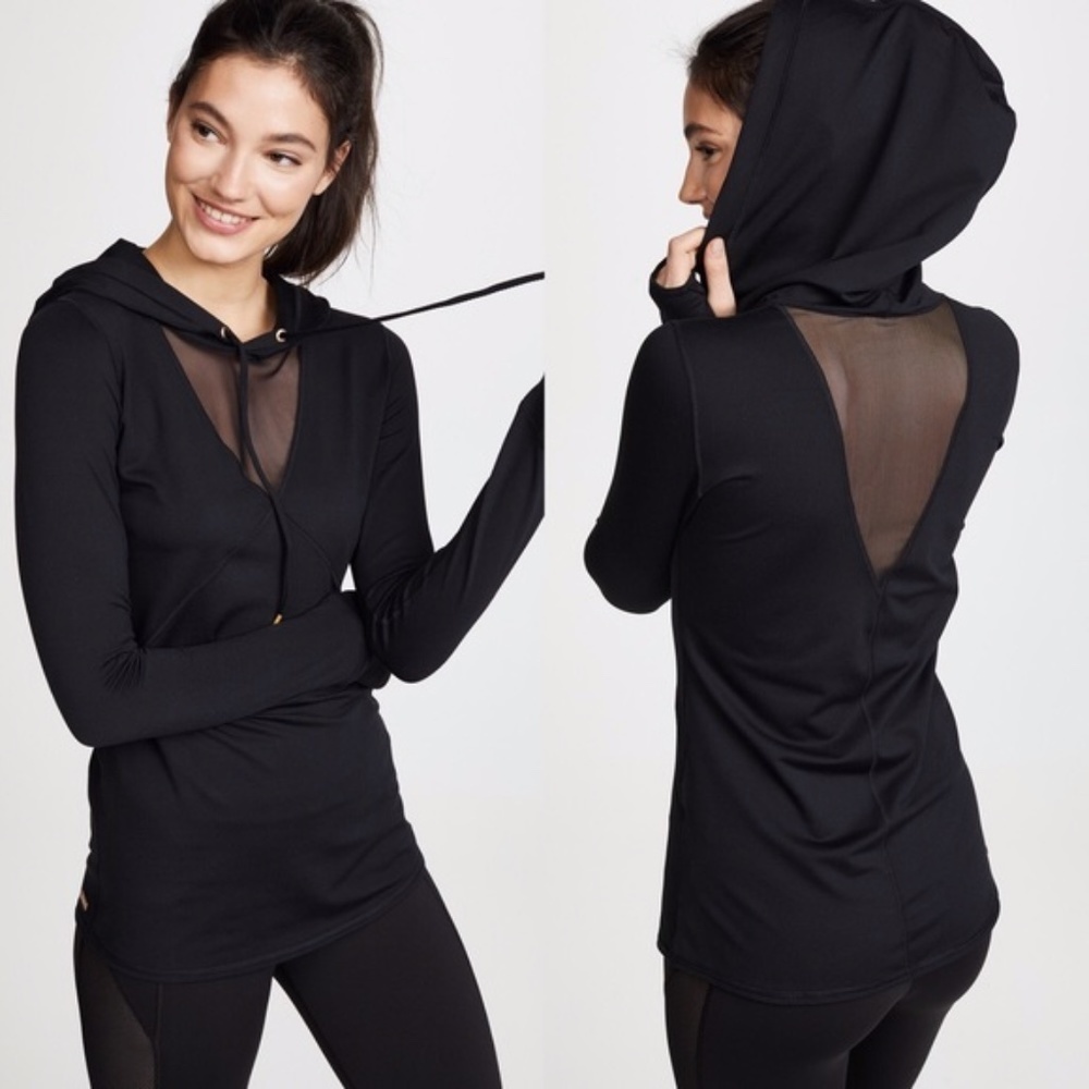 Alala Flyweight Black Mesh Hoodie Lightweight Top